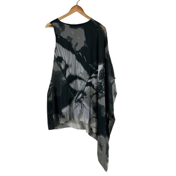 Alfani Flowy Blouse Womens 2X Black Asymmetric Sheer Lightweight Lagenlook Boho - Picture 1 of 3